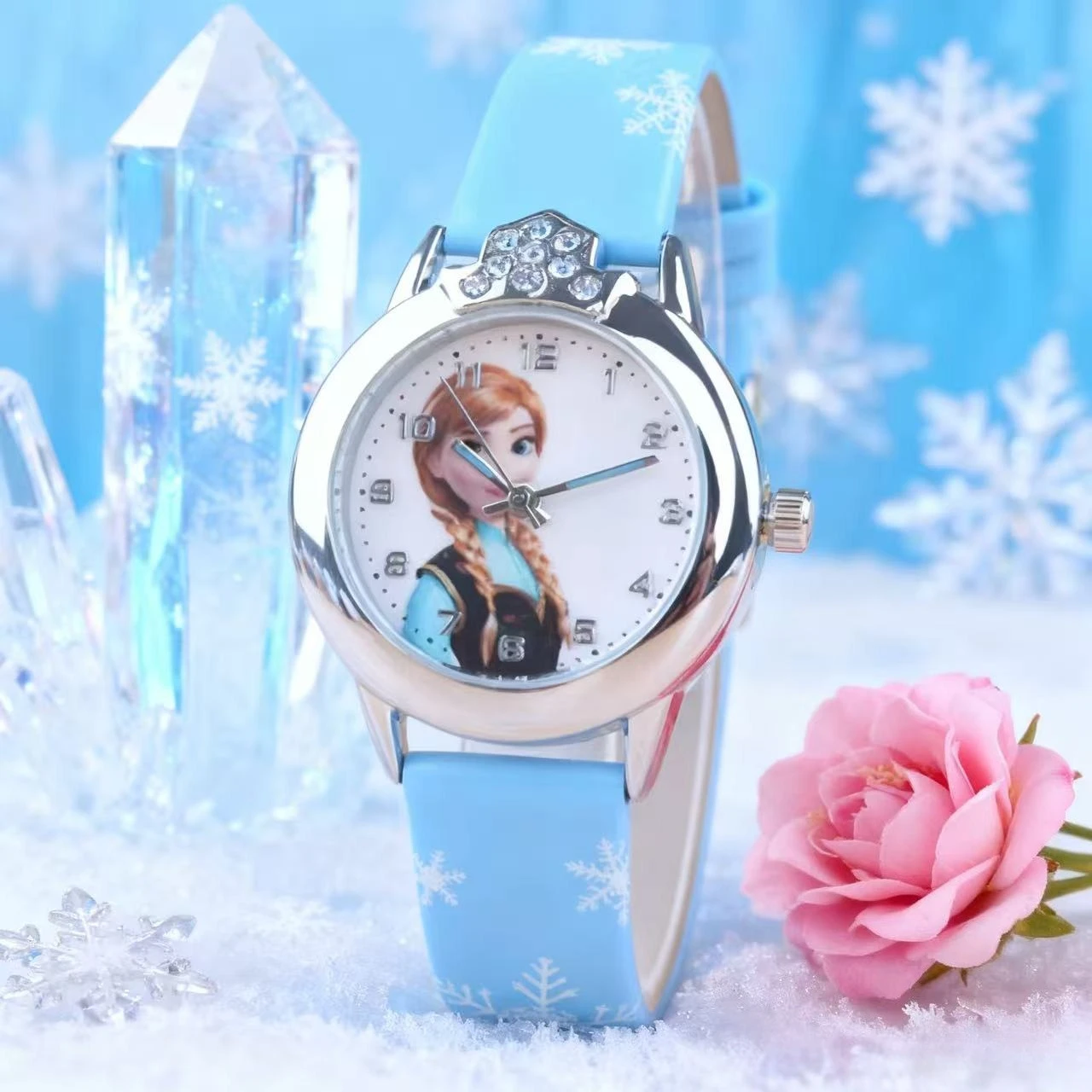 

Frozen Elsa Girl Watch with New Leather Strap - Cute Cartoon Children's Clock, Luminous Dial Student Wristwatch Birthday Gift