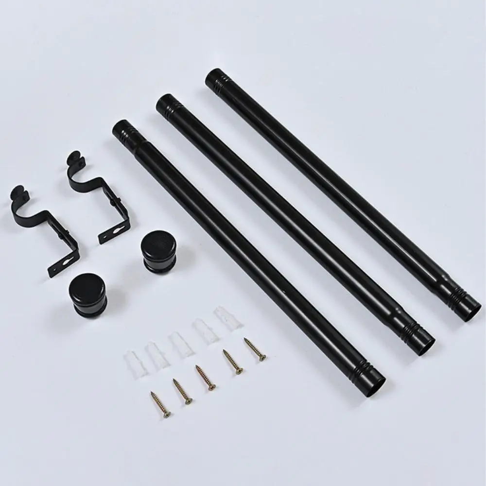 

Stable Adjustable Curtain Rod Set Thicken Black Curtain Rail Carbon Steel Thread Drapery Curtain Telescopic Rod Kitchen