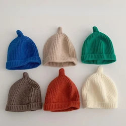 Candy Color Wool Baby Costume Hats Caps Outdoor Warm Knit Beanies Bonnet for Newborn Girls Boys Korean Accessories Spring Autumn