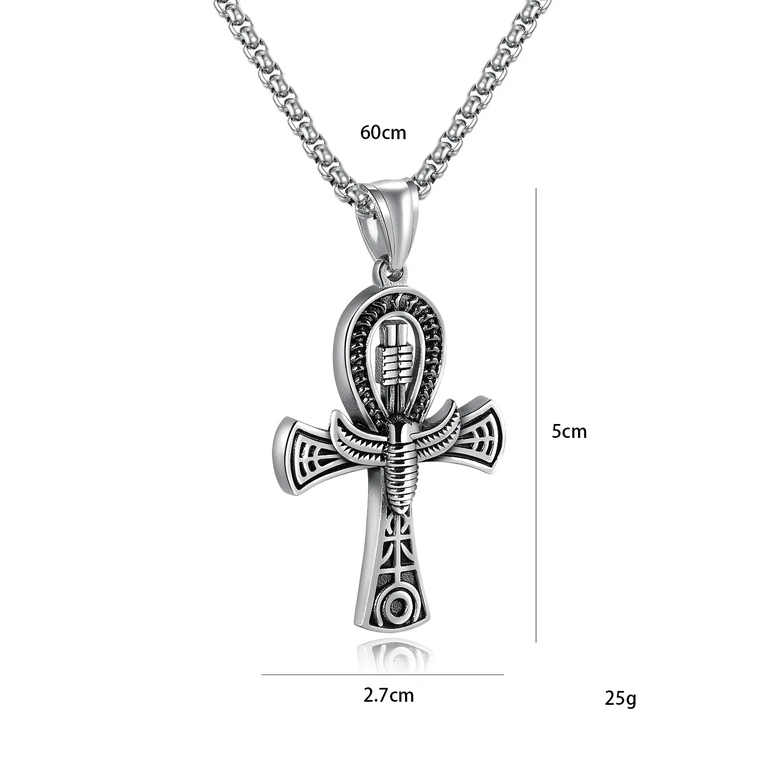 Necklace For Men Natural Fresh Life Cross Alloy Pendant, Immortal Symbol Stainless Steel Fashion Pearl Chain