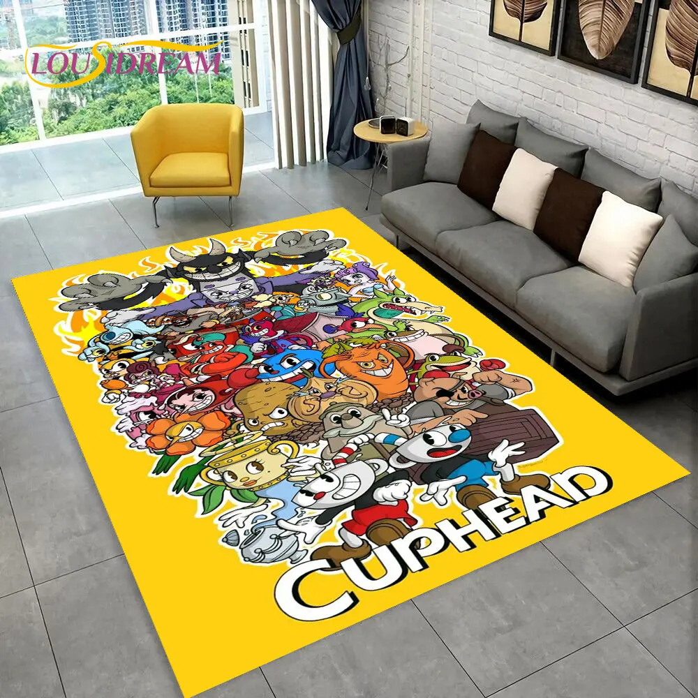 Game,Cuphead and Mugman,Gamer Area Rug,Carpet Rug for Living Room Bedroom Sofa Doormat Decoration, Kids Play Non-slip Floor Mat - Image 4