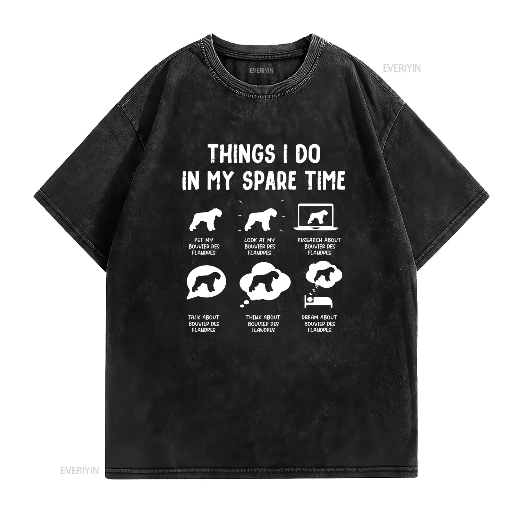 Grappig Bouvier Des Flandres Hondenras T Shirt Dingen Die Ik Doe In Mijn Vrije Tijd Print Casual Ronde Hals voor vintage Soft