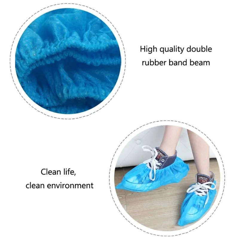 100 Uds. Cubiertas desechables antideslizantes para zapatos con banda elástica para suelo de alfombra interior médica