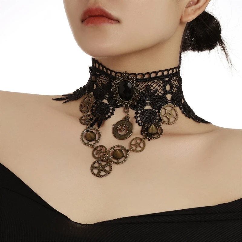 Gothic Lace Necklaces Elaborate Bracelets for Casual Date Party Wedding Club