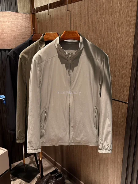 [Classic remodeling old money light business] Spring versatile solid color stand-up collar thin jacket