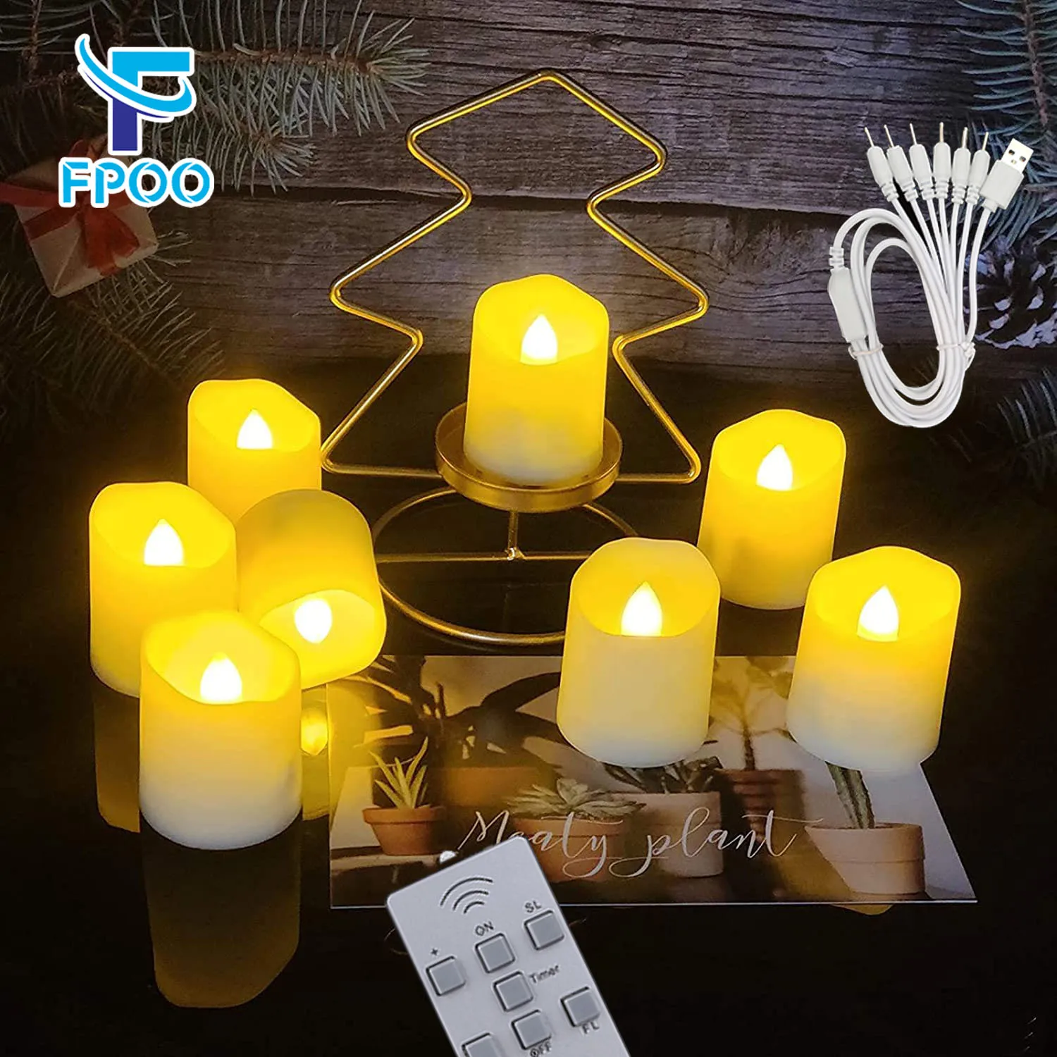 FPOO Flameless Led Candle Light For Home Christmas Party Wedding Decoration Electronic Candle Lamp Tealight Rechargeable Candles