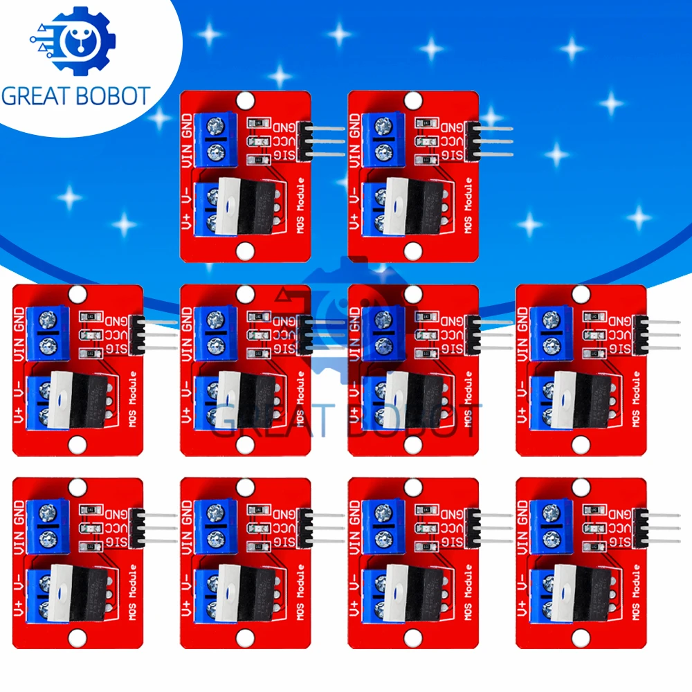 10 peças bs 0-24v botão mosfet superior irf520 módulo de driver mos para arduino mcu braço raspberry pi