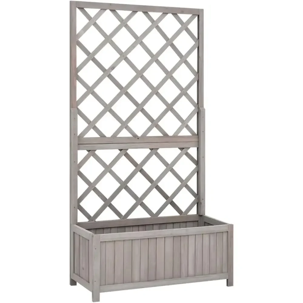 Solid Wooden Garden Trellis Planter for Outdoor Patio, Terrace, Yard, and Lawn - Gray
