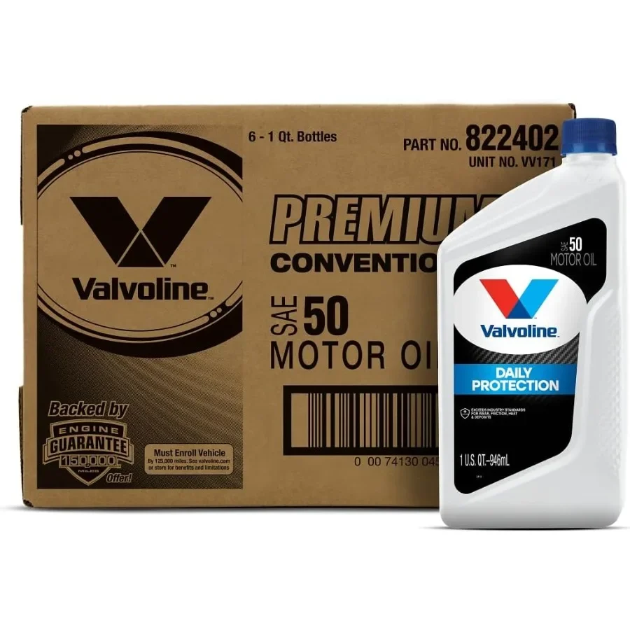 

Valvoline Daily Protection SAE 50 Conventional Motor Oil 1 QT Case of 6 Packaging May Vary - Ideal for High-Temperature Engine