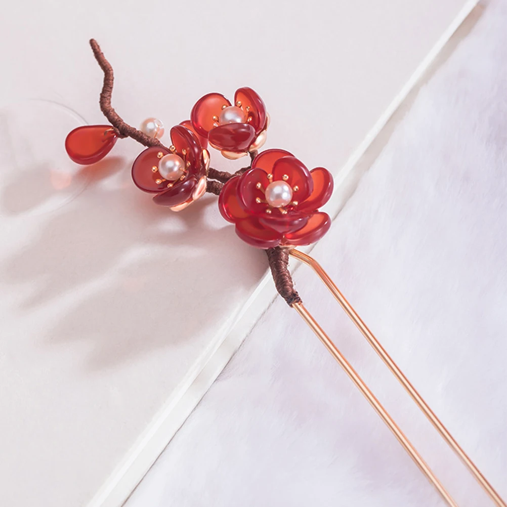 

Plum Blossom Hairpin Vintage Floral Elegant U-Shaped Hairpins for Women Girls Wedding Party Dance Photography Long Hair