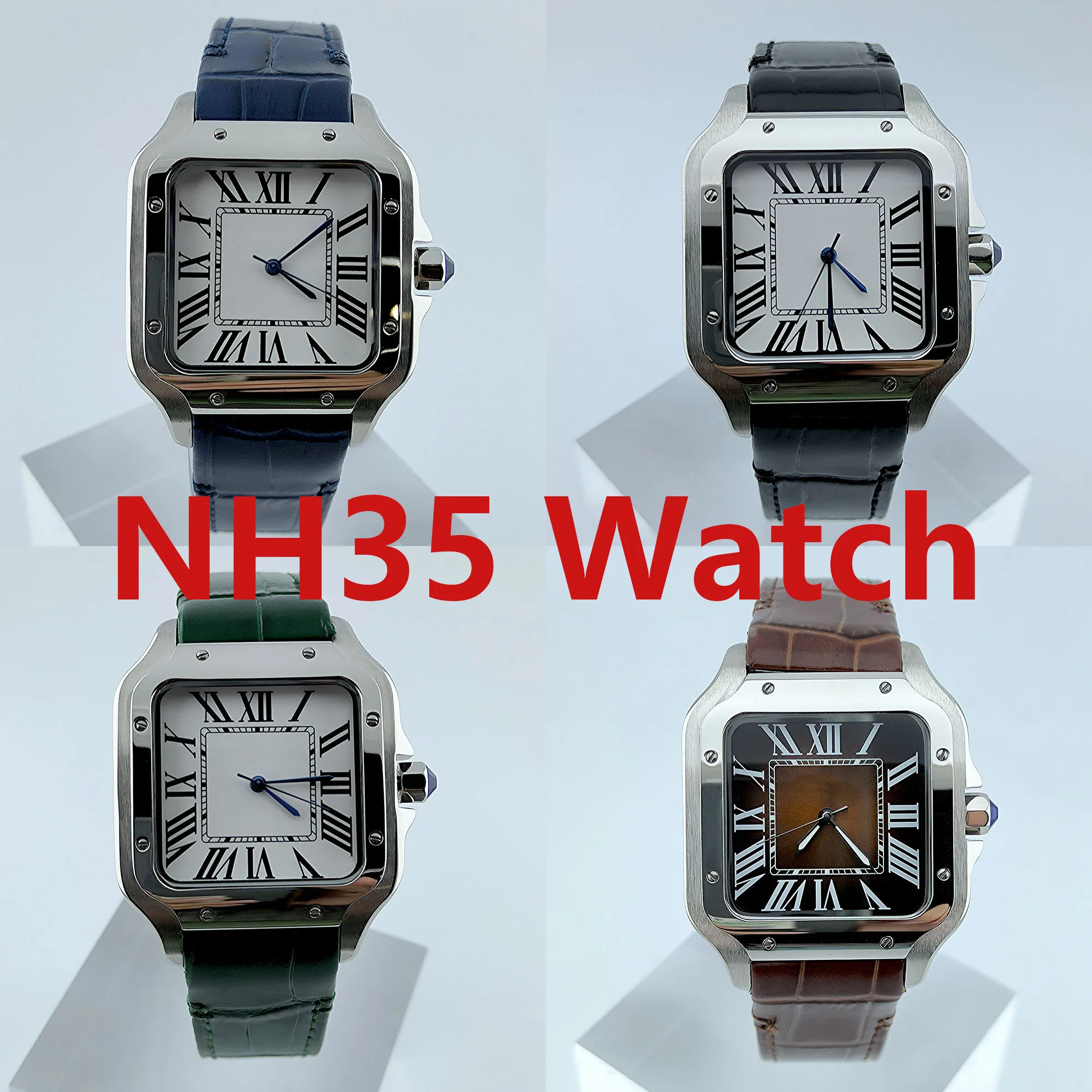 NH35 Watch NH35 dial Square Dial Roma Dial Watch Case Folding Buckle Square Case fit N H35 NH36 movement Watch accessories