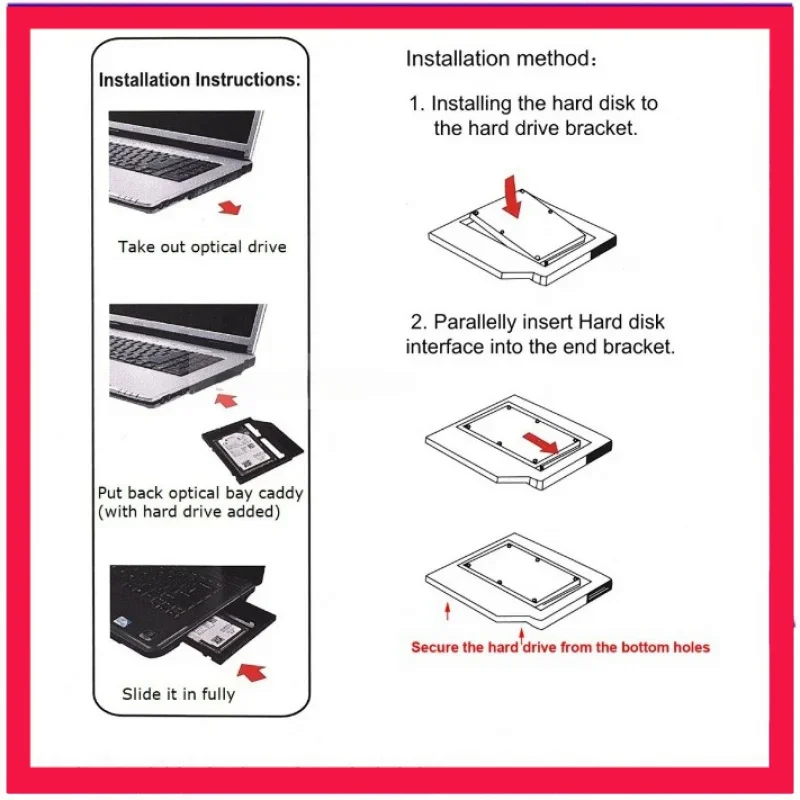 12,7 mm 2. HDD SSD Festplatte Optischer Caddy Rahmenadapter für Asus K53SV N56 N56V N56VZ N56J N56JR N56VJ N56VM N53 N53JF N53SN