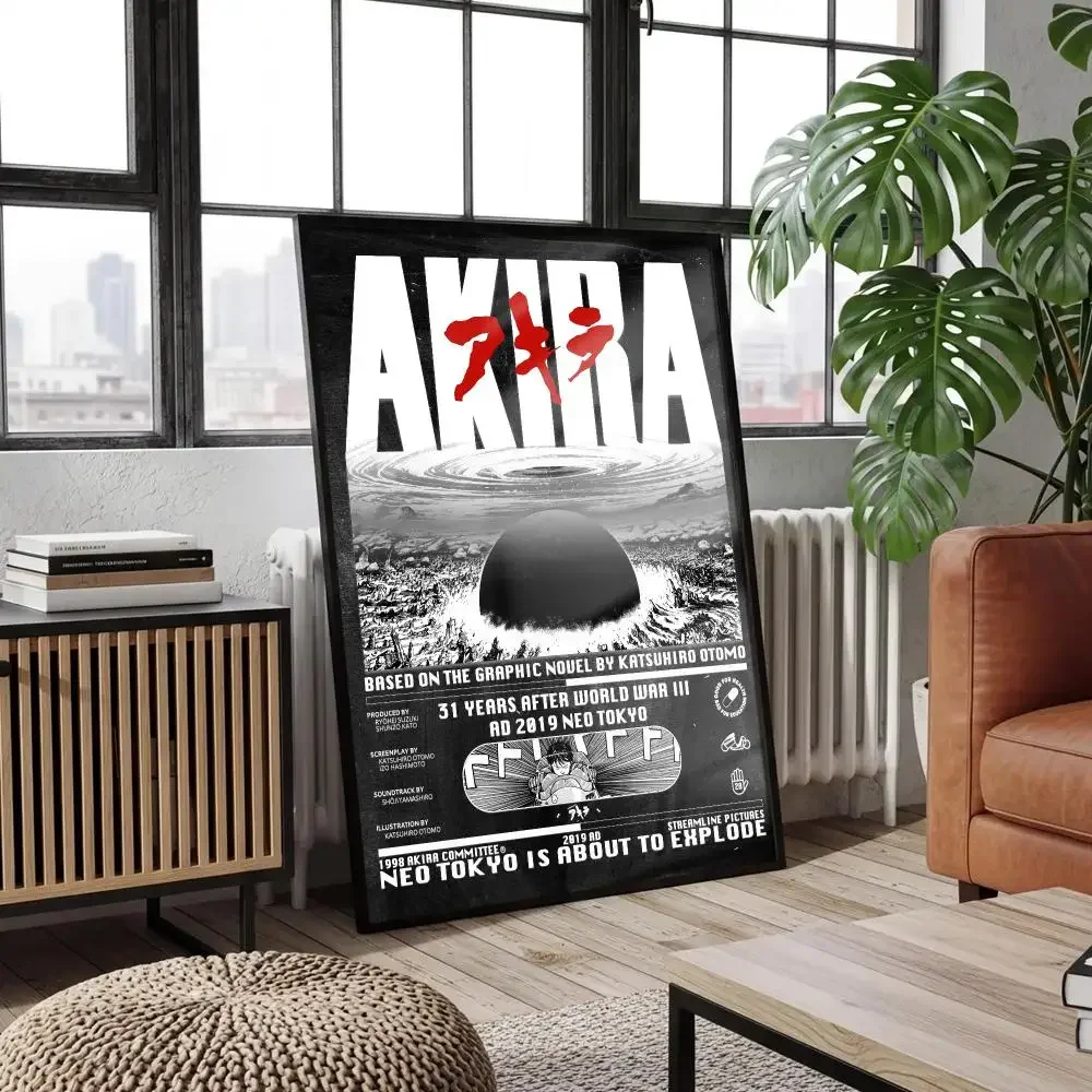 Akira Anime Manga 90s Poster Peelable Self-Adhesive Album Cover Poster Stickers, Frameless Wall Art for Singer Pop Rap Bedroom