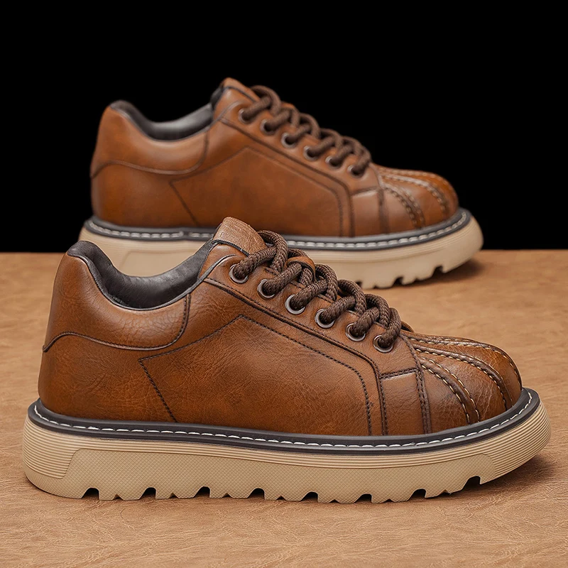 

Brand Men Casual Genuine Leather Shoes Thick Bottom Office Oxford Business Shoes Comfy Antiskid Outdoor Running Sneakers Shoes