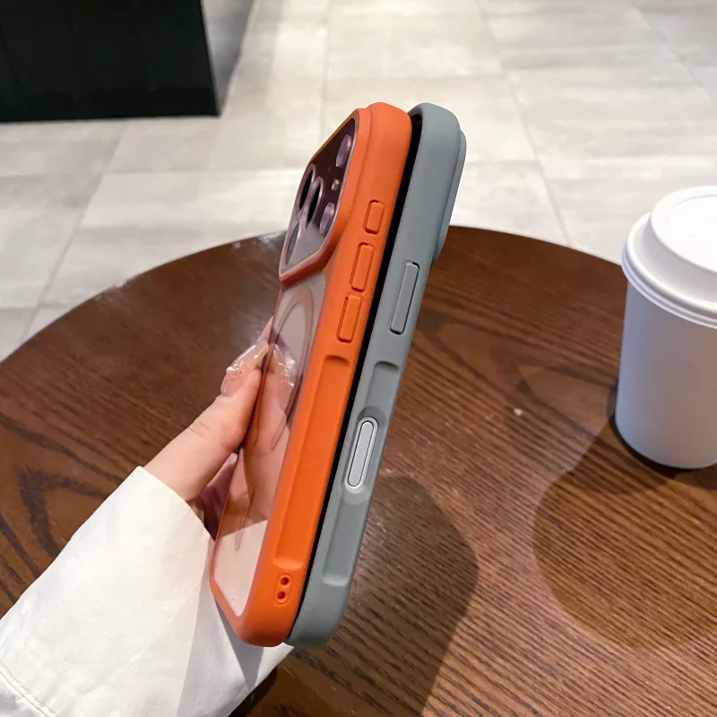 حافظة هاتف أصلية لهاتف MagSafe شفافة لهاتف iPhone 17 Pro Max حماية عدسة مغناطيسية إطار سيليكون مقاوم للصدمات غطاء شفاف