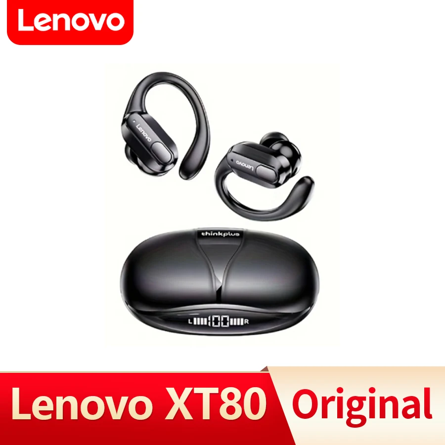 Lenovo XT80 Bluetooth 5,3 наушники беспроводные наушники с микрофоном шумоподавление ушные крючки водонепроницаемая гарнитура музыкальные спортивные наушники