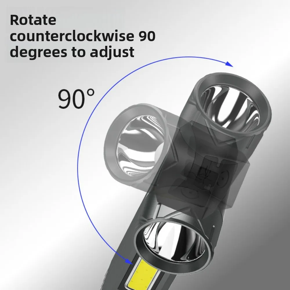 متعددة الوظائف 90 درجة للتدوير مصباح يدوي ضوء العمل TypeC قابلة للشحن COB الجانب ضوء مع المغناطيس المحمولة المحمولة الشعلة #3