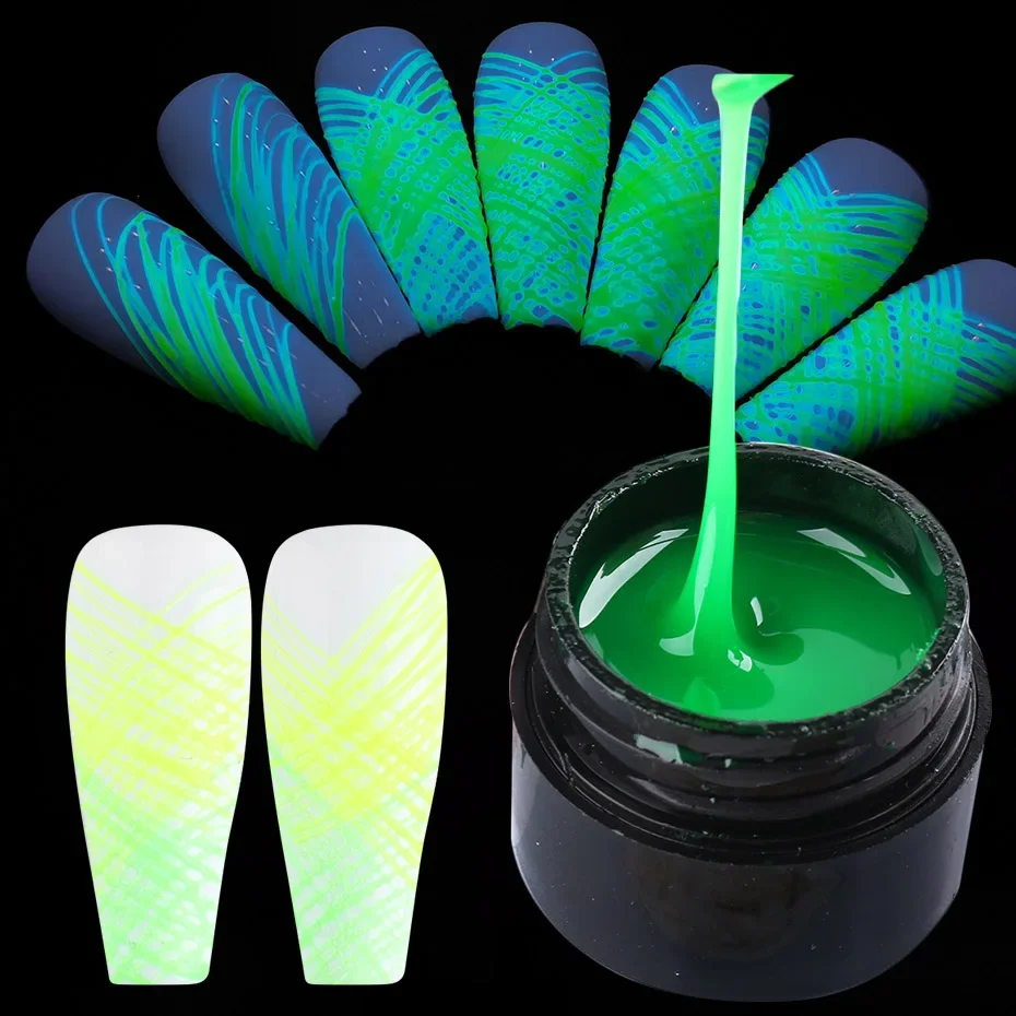 Luminous Spider Web Gel Polish Green Glow Reflective Manicure Decoration