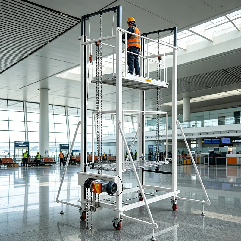 

500kg Electric Scaffolding Aluminum Alloy Chain Lifting Platform 2m 10m Safety Elevator Automatic Remote Control Mobile Retail