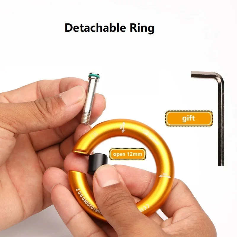 

24kN Openable Detachable Connecting Ring, Multi-Directional Gated Circular Link Carabiner for Rock Climbing & Cave
