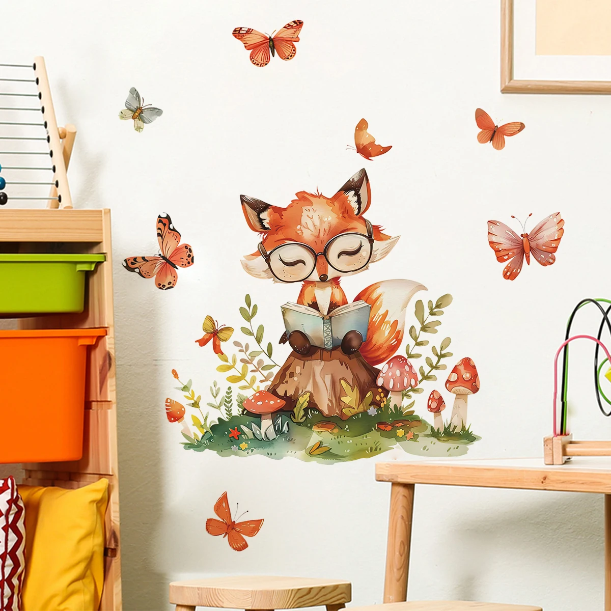 Cute Woodland Animals are learning Wall Stickers for Kids Room Wallpaper for Children Bedroom Living Room Nursery Decoration