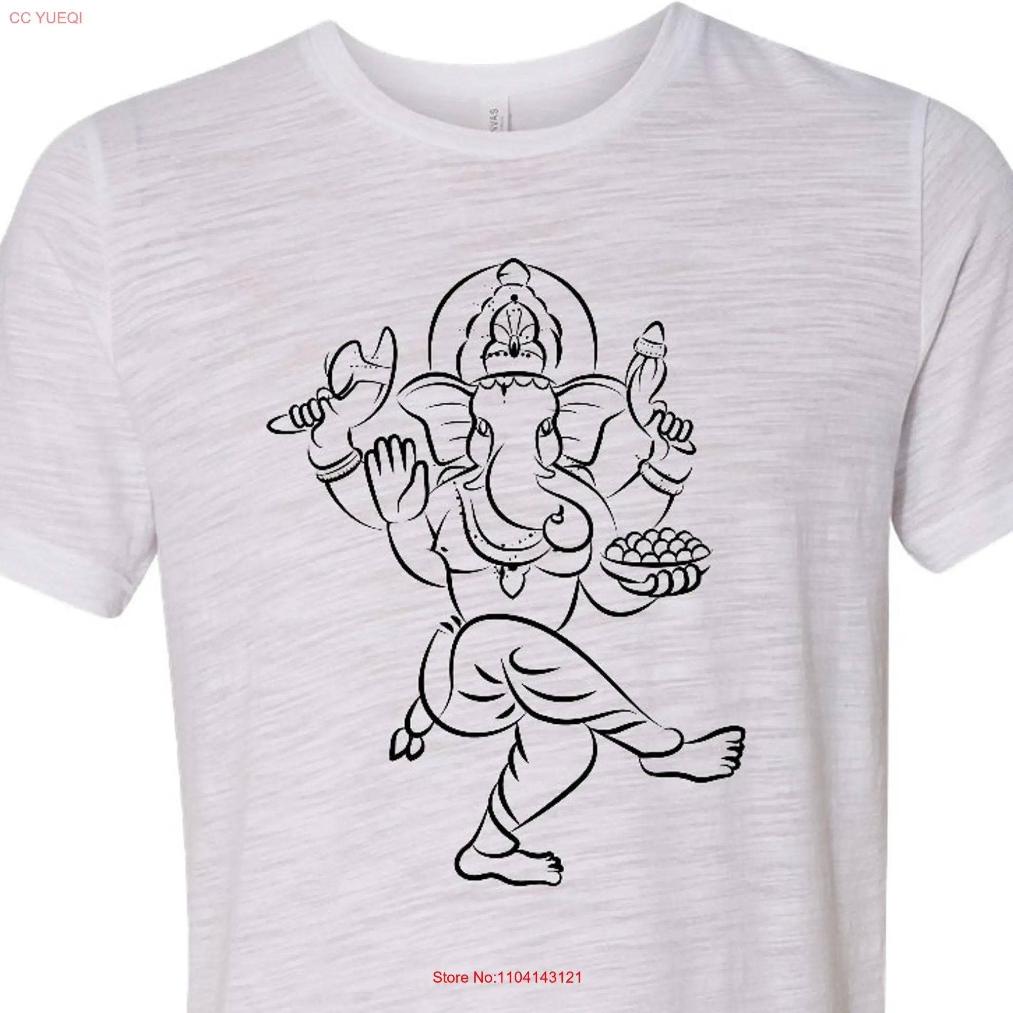 Black Sketch Ganesha Men's Yoga Burnout T Shirt BSKETCH 3650 long or short sleeves