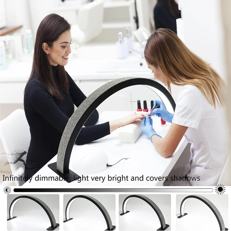 Beauty Salon Lighting 48W LED Half Moon Arch Shape Nail Care Light Kit Pro Manicure Station Table Lamp