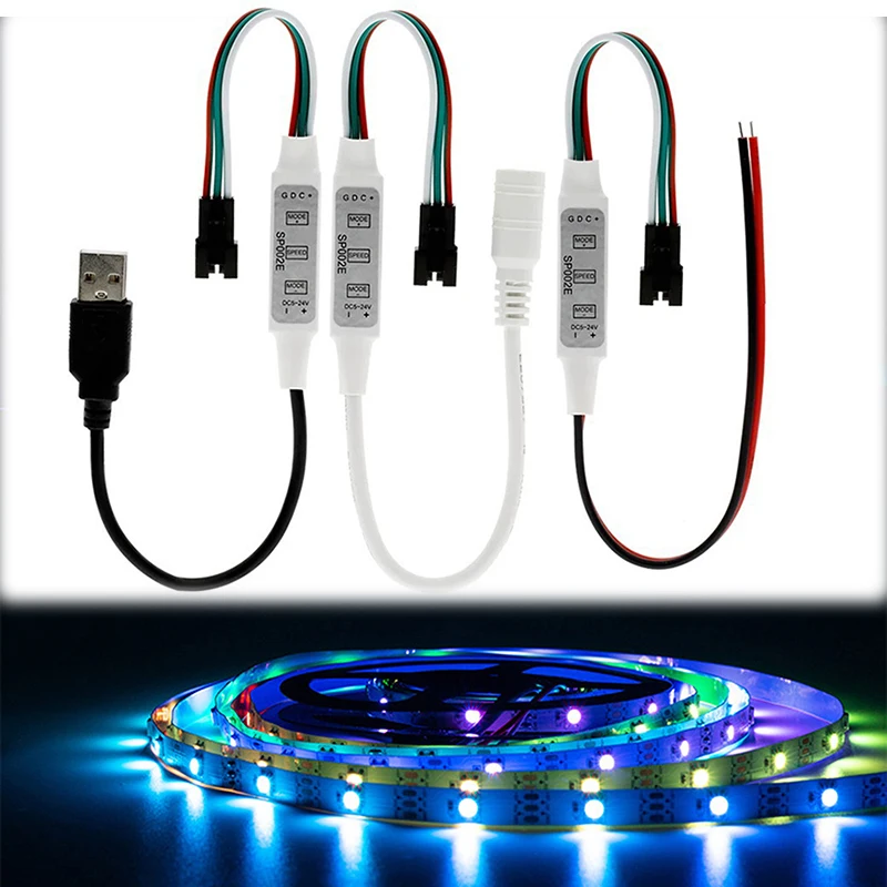 Mini SP002E Controller For Pixel LED Strip Light USB 3 4 Key LED Light Strip Music Bluetooth DC5V-24V