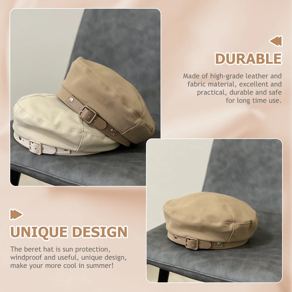 

Sun Protection Beret Summer Hat Women Vintage Girls' Simple French Cloth Hats for Solid Color