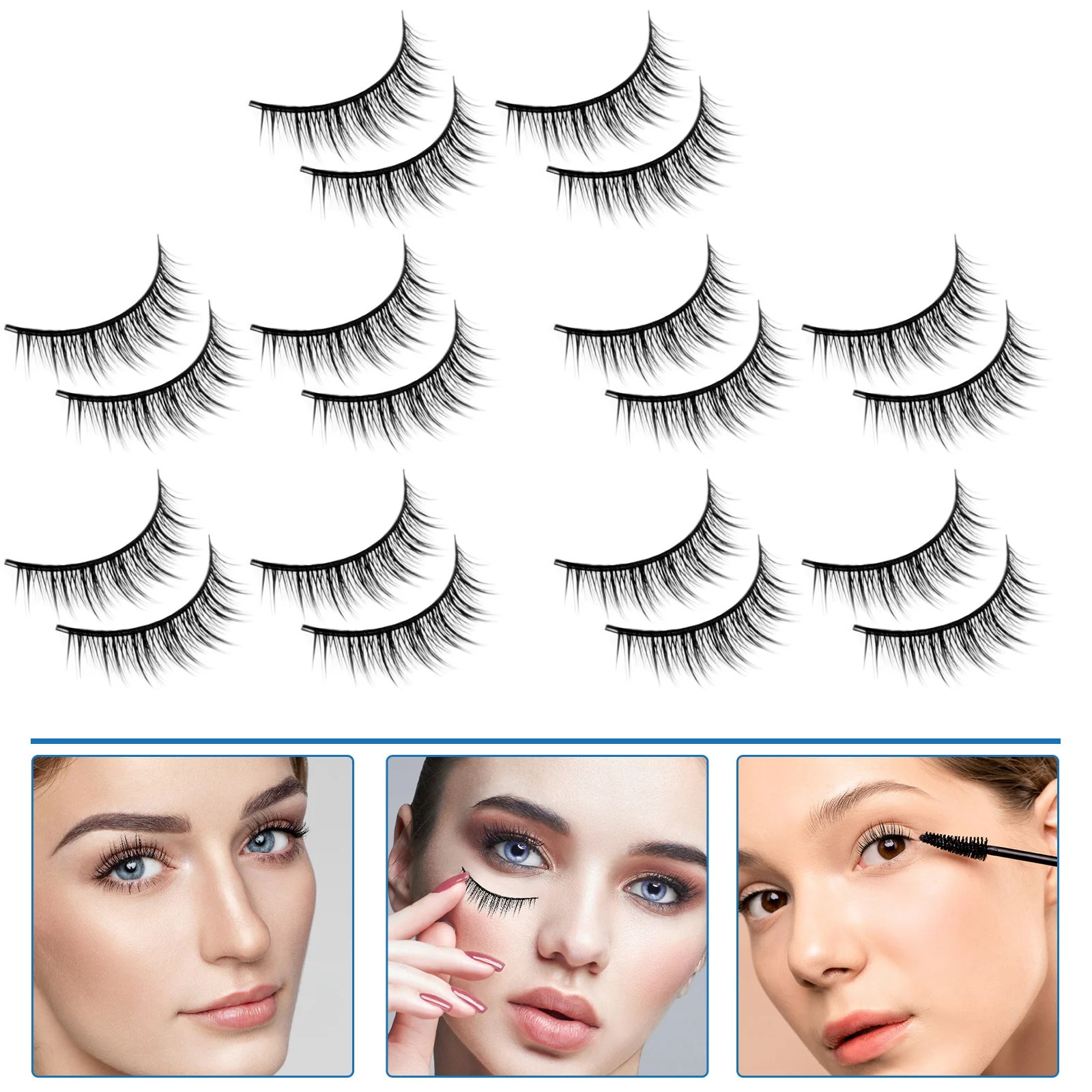 10 Pairs Fake Eyelashes False Fluffy Natural Princess Kit Women Makeup Tools High-grade Fiber Accessories