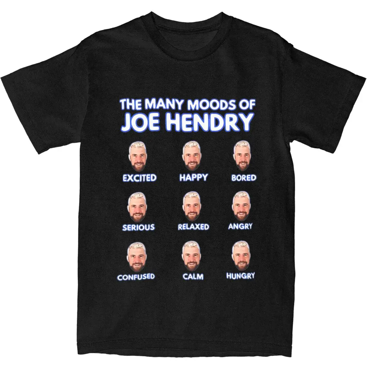 The Many Moods Of Joe Hendry Dark Blue T-Shirt Y2K Funny T-Shirts Pure Cotton Harajuku Tshirt For Men Short Sleeve Print Tees