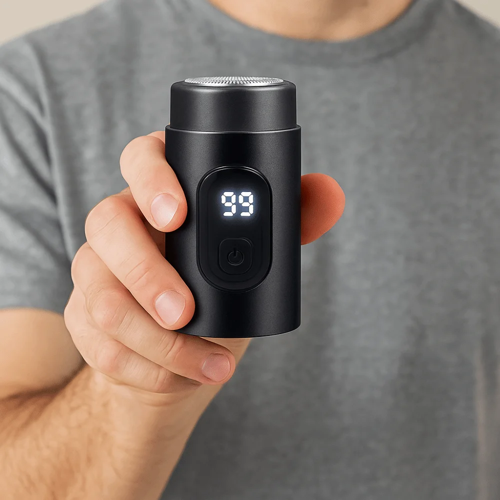 

Портативная электробритва с цифровым дисплеем, перезаряжаемая, долговечная, электрический триммер для бороды с крышкой, мини-бритва для путешествий