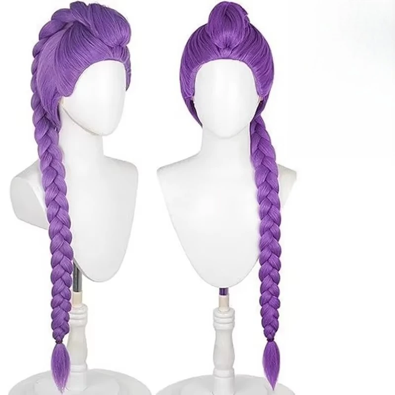 女性男性コスプレウィッグアニメコスチュームウィッグ紫三つ編みキッズアクセサリー小道具ウィッグ