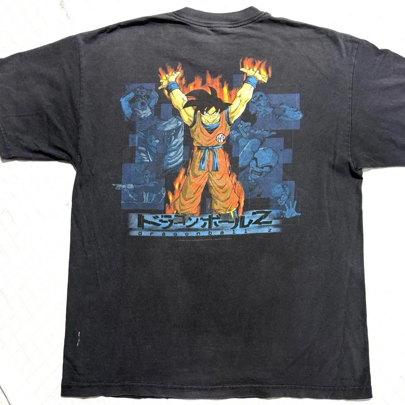 

2026 Summer Dragon Ball Z T-Shirt Goku Spirit Bomb Flame Burst Vintage Wash Print 100% Cotton Oversized Retro Tee for Men Women