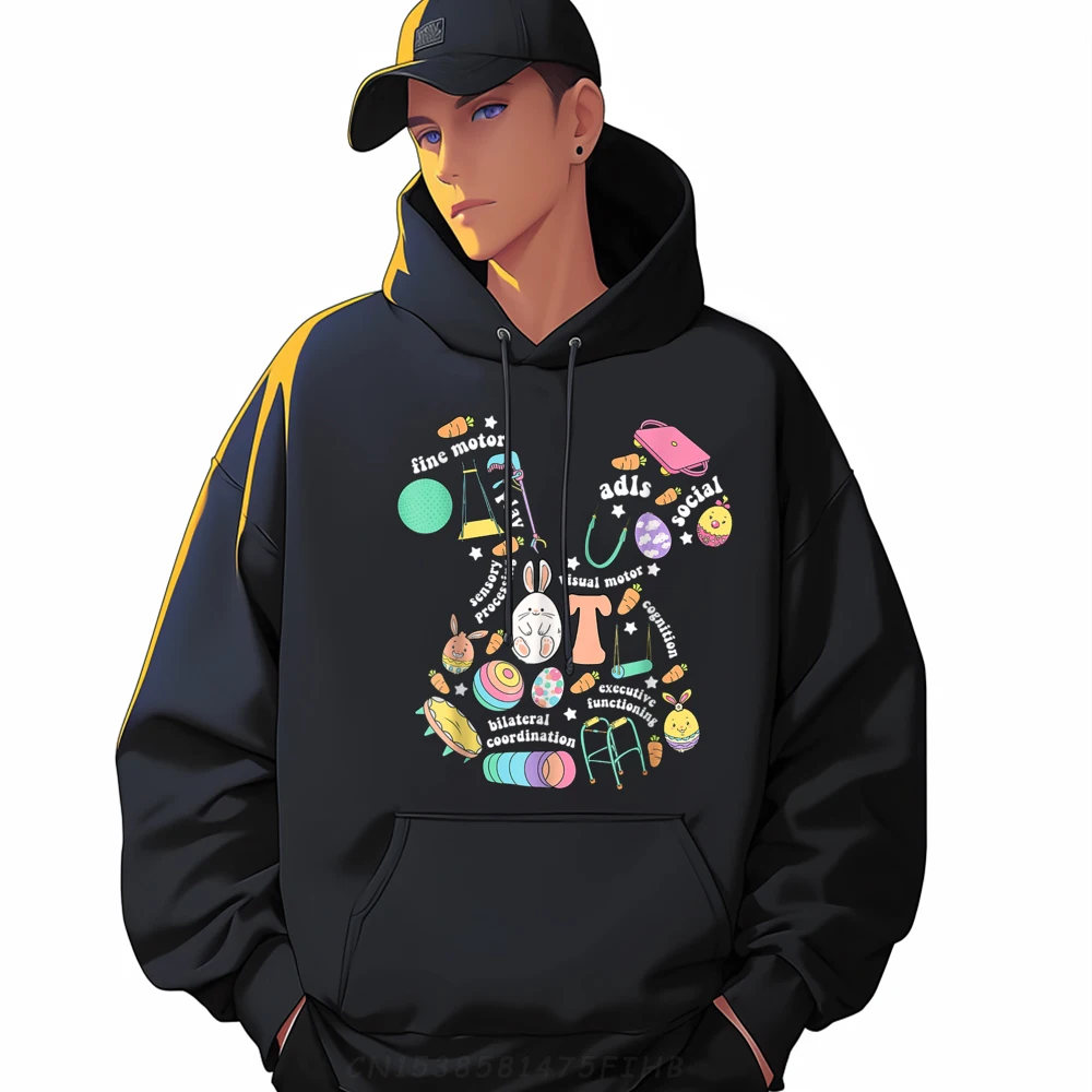 Print Hoodies Cute Long Sleeve Male Sweatshrt Bunny Motor Slogan Valentine Day Coats Round Neck