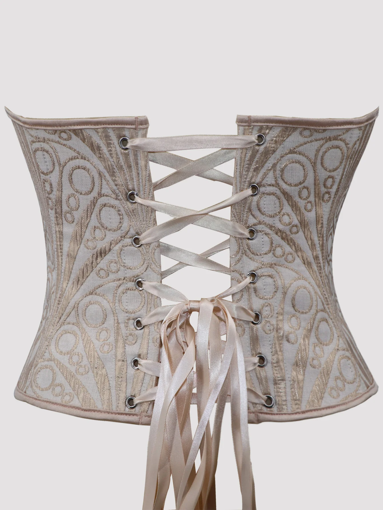 champagne corset top women gothic bustier top overbust corselet tummy control slim waist halloween stage show costume lace up - view 4