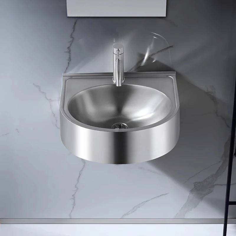 حوض غسيل بسيط من الفولاذ المقاوم للصدأ 304، حوض غسيل صغير مثبت على الحائط، شرفة زاوية، حوض مطبخ مثلث
