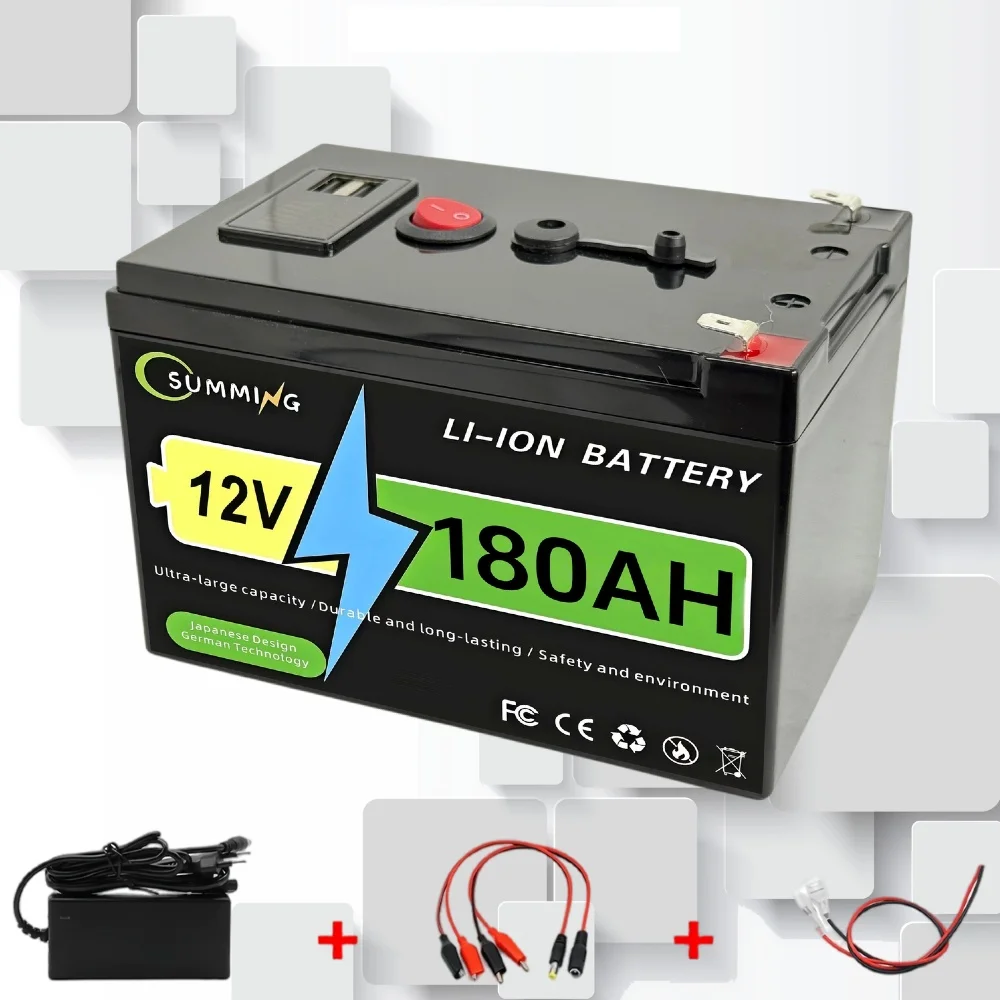 Lithiumbatterij 12v 200AH LiFePO4-batterij met intelligente BMS-zonne-energie, RV, schip en off-grid thuisenergieopslag