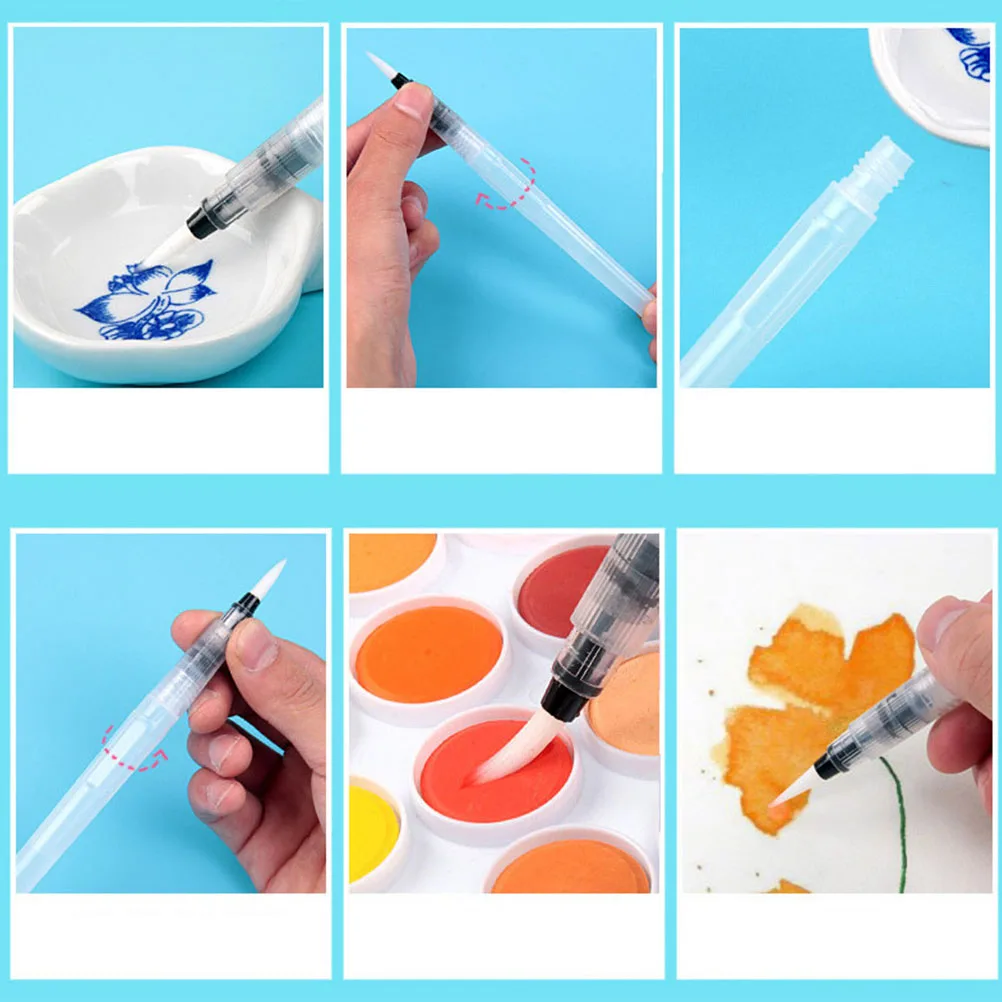 

9pcs Watercolor Brushes Set Durable Pilot Pen Soluble Easy Clean Control Ink Flow Squeeze Water Add