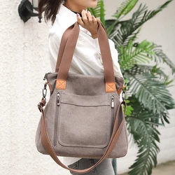 Nuova borsa tote alla moda in stile coreano di grande capacità da donna Borsa tote semplice e casual in tela Borsa tote funzionale per uso quotidiano