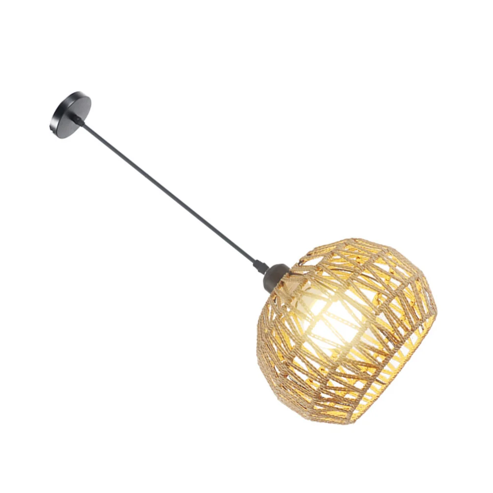

Rattan Pendant Light Hemp Rope Woven Ceiling Lamp For Living Room Kitchen Cafe Bedroom Rustic Chandelier E27 Base