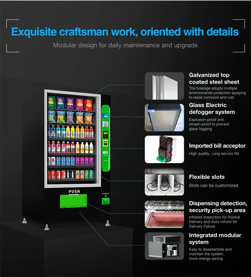 Europe 2024 New Trend Digital Vending Machine for Drinks and Snacks Chips Soda Beer Beverage Vending Machine with Cooling System