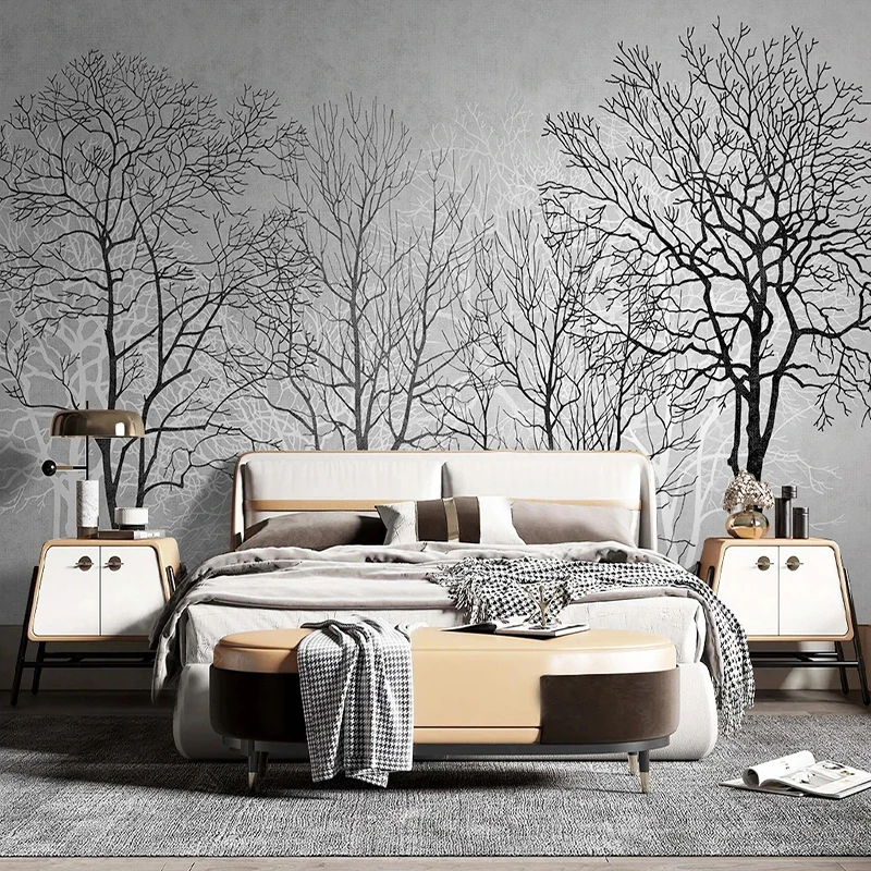 Custom 3D Wall Mural Nordic Vintage Forest Scenery Wallpaper Living Room Bedroom Background Wall Painting Home Decor Papel Tapiz