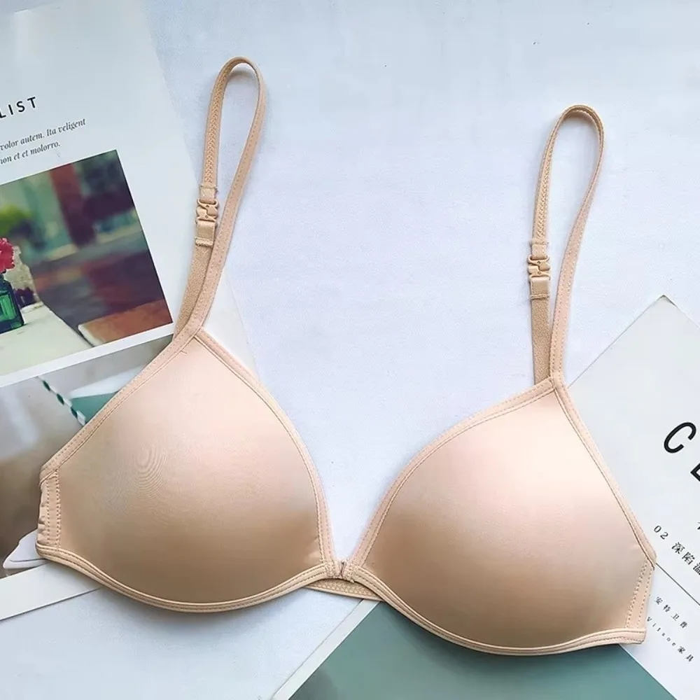 Ultra Thin Seamless Bras Triangle Cup Sexy Push Up Adhesive Bra Lightweight Comfort Closure Front Button Underwear