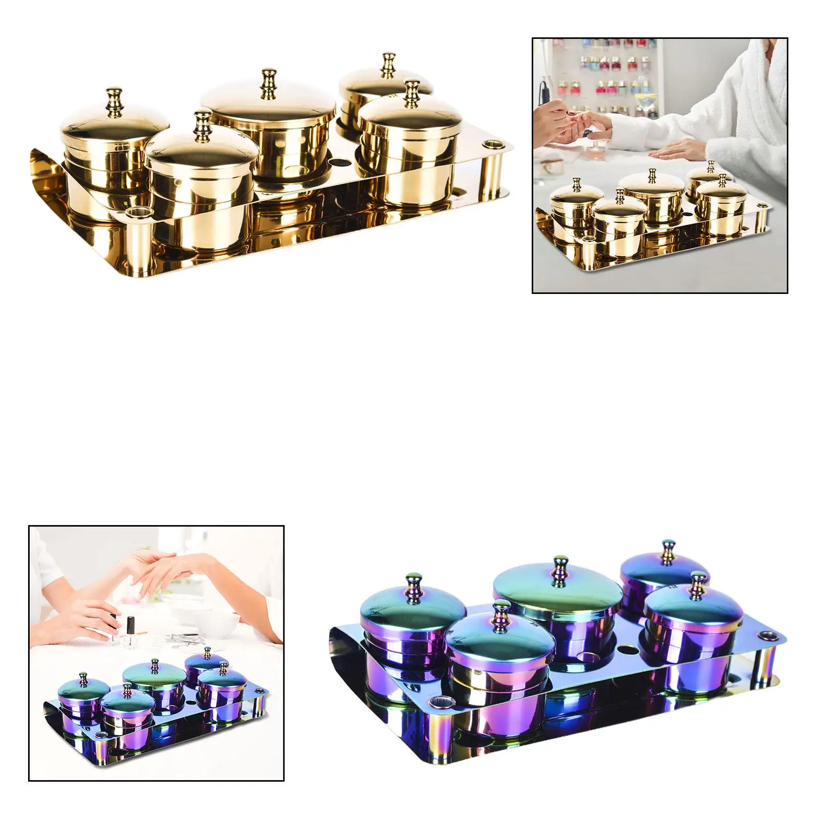5개 네일 다펜 디쉬 컵 전문가용 디자인 도구 홀더 뚜껑 포함 폴리쉬 리무버 모노머 네일 살롱 네일 아트 케어용