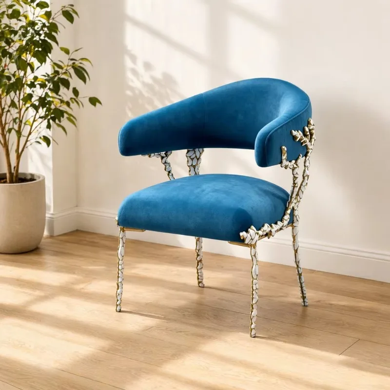 Armchair Modern Design Brass Lounge Chair Velvet Padded Chair