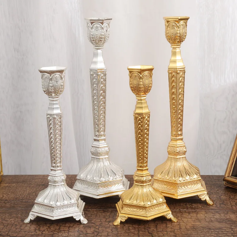 European Elegant Vintage Candle Holder Metal Long Short Option for Hotel Living Room Wholesale