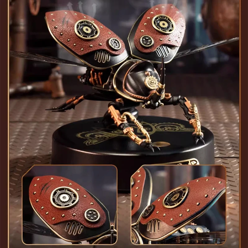 Modèle d'assemblage en métal de coccinelle de rhinocéros de contrôle Intelligent pour les garçons cadeau d'anniversaire bloc de construction Puzzle jouet mécanique fait à la main