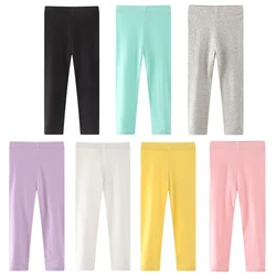 Girls Leggings Cotton Full Length Stretchy Solid Color Kids Pants Footless Outerwear