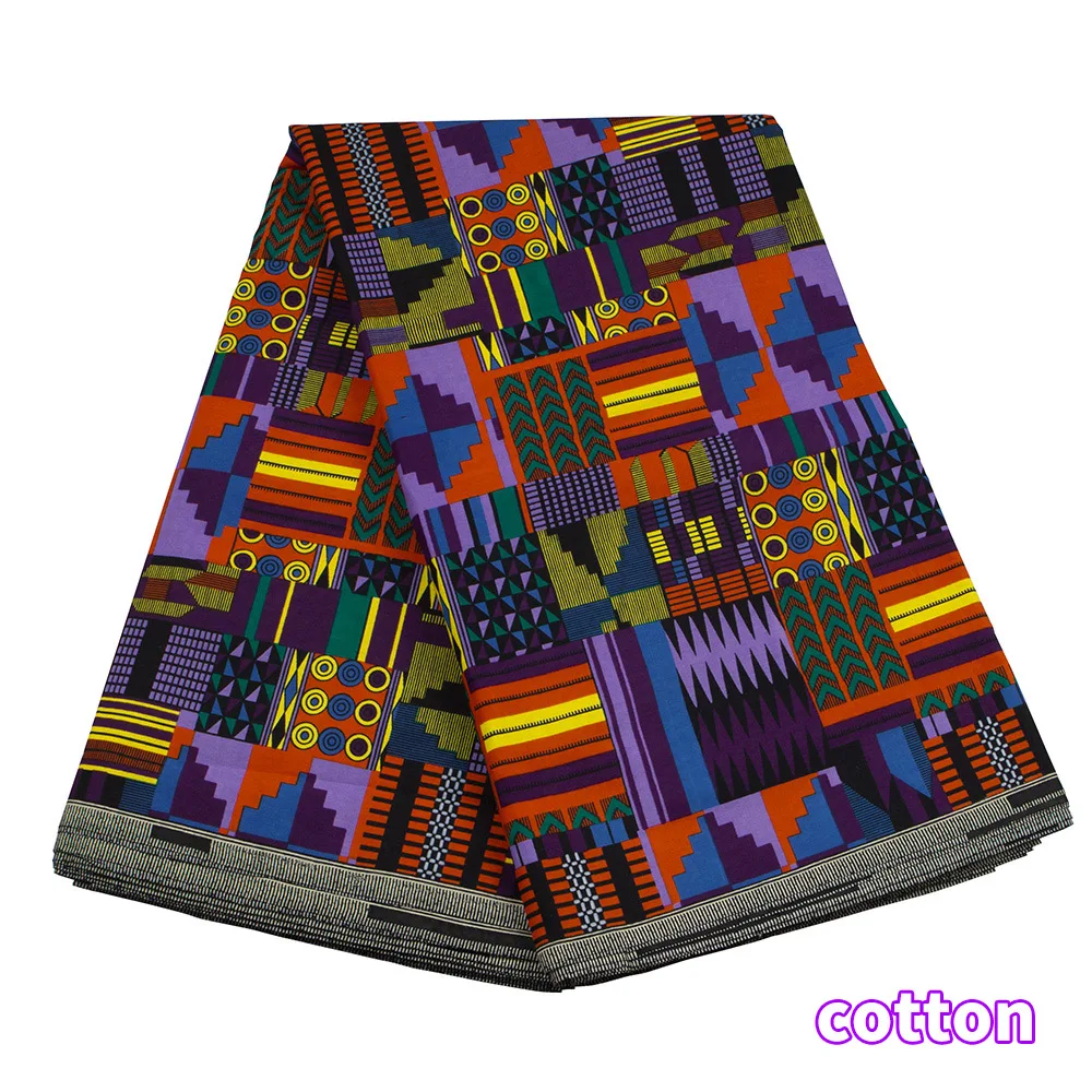 XIAOHUAGUA African Fabric Kente Pattern 100% Cotton Material Women Dress Sewing Cloth